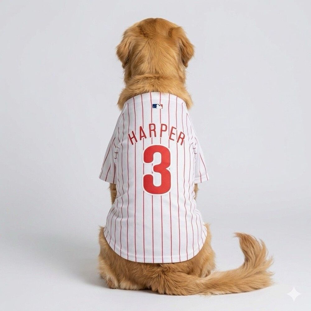 Pets First MLB Bryce Harper Philadelphia Phillies Dog Jersey Large NWT Pinstripe